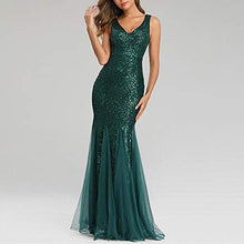 Load image into Gallery viewer, routinfly Sexy Dress Gowns For Women,Women Sexy V-Neck Sequined Slim Sleeveless Mermaid Wedding Cocktail Homecoming Formal Dresses Evening Prom Gown