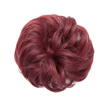 Load image into Gallery viewer, 1 PCS Messy Bun Hair Extension Scrunchies Messy Bun Hair Piece for Women Curly Wavy Scrunchy Updo Bun Extensions Plum Red