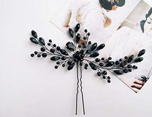 Load image into Gallery viewer, BERYUAN Women Rhinestone Hair Vine Piece Classic Black Crystal Flower Hair Pin Clip Wedding Hair Accessory Gift for Her Party Headpiece for Bride Bridesmaid Girls (Black)