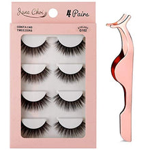 Load image into Gallery viewer, False Eyelashes, 3D Faux Mink False Lashes Reusable Long Thick Eyelashes for Makeup Eyelashes Extension, 4 Pairs Hand-made Dramatic Fake Eye Lashes with Eyelashes Clip (G102)