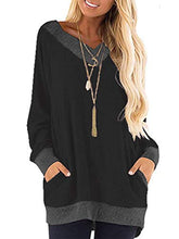 Load image into Gallery viewer, Famulily Ladies Sweatshirt Baggy Oversized Tops with Pockets for Women UK Black M