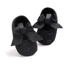 Load image into Gallery viewer, LACOFIA Infant Baby Girls Princess Bowknot Anti-Slip Soft Sole Crib Shoes Black 0-3 Months