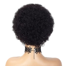 Load image into Gallery viewer, iShine 6" Afro Short Curly Wigs Human Hair Wigs for Black Women 100% Brazilian Hair Fluffy Tight Curls Black Wigs- Natural Black (1B)