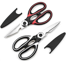 Load image into Gallery viewer, 2Pcs Kitchen Scissors, Heavy Duty Kitchen Scissors, Stainless Steel Kitchen Shear with Cover, Sharp Cooking Scissors for Meat Chicken Fish Nut Vegetable Herb, Bottle Opener