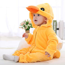 Load image into Gallery viewer, MICHLEY Hooded Baby Girl Romper Winter and Autumn Flannel Jumpsuits Animal Cosplay Infant Toddler Costume yazi, Duck, Size 100 (age: 19-24months)