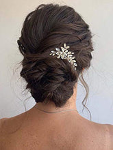 Load image into Gallery viewer, Handcess Crystal Brial Hair Pin Silver Flower Pearl Headpiece Rhinestone Bride Wedding Hair Accessories for Women and Girls(Pack of 2)