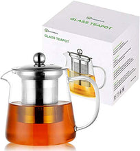 Load image into Gallery viewer, PluieSoleil Glass Teapot 450 ml Teapot for One with Heat Resistant Stainless Steel Infuser Perfect for Tea and Coffee (450ML)