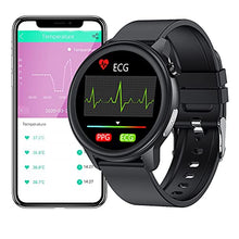 Load image into Gallery viewer, Smart Watch ECG Men, 1.3“ Full Touch Screen Smartwatch Temperature, IP68 Waterproof Women Fitness Tracker with PPG/Heart Rate Monitor Message Notice Pedometer Sleep Monitor for Android iOS Black