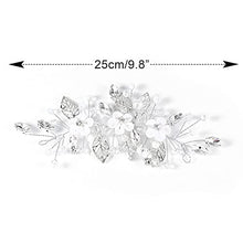 Load image into Gallery viewer, Vakkery Bride Flower Wedding Hair Vines Silver Crystal Hair Piece Bridal Hair Accessories for Women and Girls