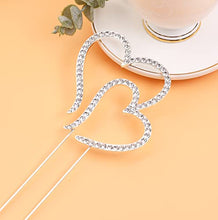 Load image into Gallery viewer, LOVENJOY Double Hearts One Love Wedding Cake Topper Silver, Gift Boxed