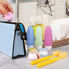 Load image into Gallery viewer, Silicone Travel Bottle, Opret 4 Pack Leak Proof Refillable Squeezable Containers Set(3 oz) with Label and Transparent Carry Bag for Liquid Shampoos, Soap and Toiletries