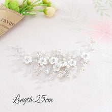 Load image into Gallery viewer, Simsly Bride Hair Wedding Hair Vines, Crystal Headpieces Flower Headband Bridal Hair Pieces, Pearl Hair Accessories for Women and Girls Hair Styling Accessories(Silver)