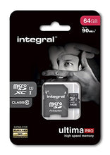 Load image into Gallery viewer, Integral INMSDX64G10-90U1 UltimaPro 64 GB MicroSDXC Class 10 Memory Card up to 90 MB/s, U1 Rating, Black