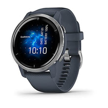 Load image into Gallery viewer, Garmin Venu 2 GPS smartwatch with all-day health monitoring, Silver Bezel with Granite Blue Case and Silicone Band