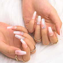 Load image into Gallery viewer, Sethexy Long Ballerina Fake Nails Pink False Nails Coffin Stick on Nails Glossy Gradient Nails with Glue 24Pcs Acrylic Art Press-on Nail Tips for Women and Girls (B)
