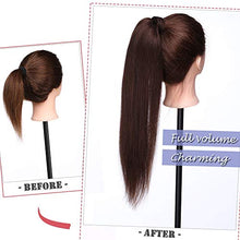 Load image into Gallery viewer, Ponytail Hair Extensions Real Human Hair - Wrap Around Clip in Ponytail Hair Piece Straight (#4 Medium Brown, 14"-80g)