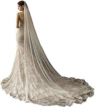 Load image into Gallery viewer, Pearl Wedding Veil for Bride Long Bridal Veil with Beading Comb Cathedral Length (White,300cm)