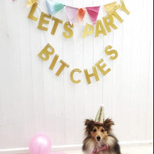 Load image into Gallery viewer, LET'S PARTY BITCHES Bunting Garland, Glitter Paper Banner for Party Decoration - Gold
