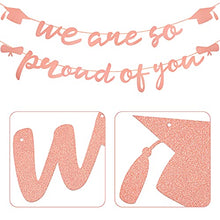 Load image into Gallery viewer, ADXCO Graduation Decorations 2022 Banner Kit Including Banners with We Are so Proud of You 15 Latex Sequined Balloons for School Graduation Party Decoration Supplies Accessories (Rose Gold)