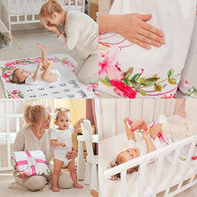 Load image into Gallery viewer, Baby Milestone Blanket | Monthly Photo Mat for Boy or Girl, Unisex | Flowers & Leaves Theme | Personalised Baby Shower Present for New Mums | Age Mat | Soft & Comfortable | Includes Coloured Frames