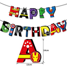 Load image into Gallery viewer, Superhero Avengers Party Decorations - Superhero Birthday Party Decoration Happy Birthday Banner Avengers Aluminum Balloon Superhero Balloon Cake Toppers for Superhero Themem Party Supplies