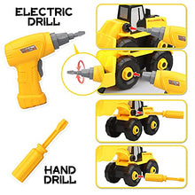 Load image into Gallery viewer, Vanplay 6 in 1 Take-Apart Construction Vehicles include Toy Drill & Box, Digger Excavators Truck Building STEM Learning Gift, Electric Drill Toy Set for Boys Girls 3 4 5 years old