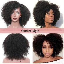 Load image into Gallery viewer, Afro Curly Human Hair Wigs 16 Inch Glueless 13×4 Lace Front Mongolian Kinky Curly Human Hair Wigs 150% Density Pre Plucked with Baby Hair for Black Women Natural Color