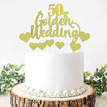 Load image into Gallery viewer, 50th Wedding Anniversary Cake Toppers - Glitter 50th Golden Weddding Anniversary Heart Cake Decoration for Celebration Party Supplies