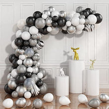 Load image into Gallery viewer, Grey Balloons Garland Kit, 87PCS Grey Metal Silver Balloon Garland Kit Balloons Arch Kit with Agate Black White Balloon Transparent Balloon for Birthday Decoration Wedding Baby Shower Party Supplies