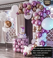 Load image into Gallery viewer, White Metallic Pink Balloons Garland Arch Kit Gold Metallic Balloons White Latex Chrome Balloons with Glue Dots Balloons Decorating Strip for Bridal Wedding Graduation Birthday Party Decoration