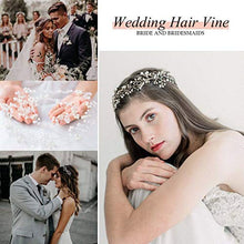 Load image into Gallery viewer, TOKERD 50cm Bridal Hair Vine for Wedding Crystal Hairband Silver Pearl Hair Accessories Rhinestones Hair Vine Headpieces Bride Hair Styling Accessories for Women Girls Ladies