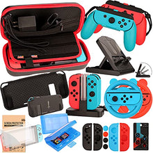 Load image into Gallery viewer, Accessories Kit for Nintendo Switch and Nintendo Switch OLED, Accessories Bundle Wheel Grip Caps Carrying Case Screen Protector Controller
