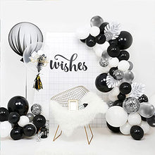 Load image into Gallery viewer, Black Silver Balloons Arch Kit , SIMSPEAR Party Decorations Balloons Garland with Silver Metallic, White, Black Silver Confetti Balloons Silver Palm Leaves for Party Birthday Decoration Baby Shower