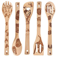 Load image into Gallery viewer, 5 PCS Star War Burned Wooden Spoons Cooking Organic Spoons Turners Carved Spatulas Non-Stick for Cookware Kitchen Gadgets - Premium Quality Gifts for Housewarming and Wedding