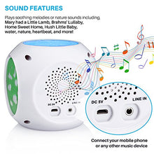 Load image into Gallery viewer, Playbees Baby Sound Machine & Star Projector Night Light, Cry Detecting Nursery Shape Projection Lamp with Soothing Nature Music, 10 Classic Lullabies, and Auxiliary Cord for Playing Music, White