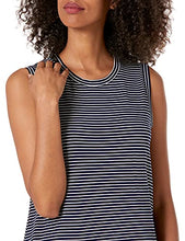 Load image into Gallery viewer, Daily Ritual Women's Jersey Relaxed-Fit Muscle-Sleeve Swing Dress, Navy/White, Stripes, L