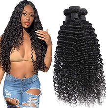 Load image into Gallery viewer, Li&queen Brazilian Virgin Deep Wave Bundles 100% Unprocessed Deep Curly Human Hair 3 Bundles Deep Human Hair Weave Natural Color(14 16 18Inch Deep Wave 3 bundles)