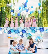 Load image into Gallery viewer, 134 PCS Balloons Garland Arch Kit Navy Sky Blue Balloons, Baby Shower Boys Birthday Wedding Graduation White Silver Latex Confetti Metallic Balloons, Party Decorations Supplies