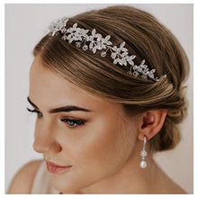 Load image into Gallery viewer, SWEETV Silver Rhinestone Wedding Headband Tiara Crystal Headpiece Bridal Hair Accessories for Bride Women