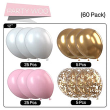 Load image into Gallery viewer, PartyWoo Balloons Pink Gold, 60 Pieces 12 Inch Balloons Pink, Balloons Gold, Balloons White, Balloons Pink Gold for Baby Party Decoration, Baby Shower Decoration Girls, 4711100061636, Rose Gold