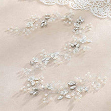Load image into Gallery viewer, Zoestar Bride Wedding Hair Vine Crystal Flower Headband Bridal Pearl Hair Piece Accessories for Women and Girls (Silver)