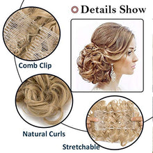 Load image into Gallery viewer, Curly Wavy Hair Bun Scrunchie Hair Extensions - Ash Blonde - Stretch Hair Combs Clip In Chignon Tray Ponytail Hairpieces
