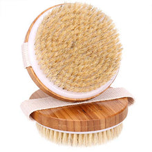 Load image into Gallery viewer, H&S 2pcs Body Brush Dry Skin Bath Shower Brush Back Scrubber Natural Bristles Exfoliating Cellulite Brush Bamboo Wood