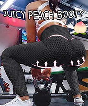 Load image into Gallery viewer, JUNMOUYI TIK Tok Honeycomb Gym Leggings for Women High Waist Tummy Control Scrunch Butt Lift Workout Waffle Leggings Black