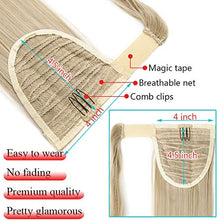 Load image into Gallery viewer, S-noilite® Trendy 26"(66cm) Straight Ash Blonde mix Bleach Blonde Wrap Around Ponytail Clip in Hair Extension Strap Pony Tail Long Popluar Style