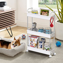 Load image into Gallery viewer, SOLEJAZZ 3-Tier Storage Trolley Cart Slide-out Slim Rolling Utility Cart Mobile Storage Shelving Organizer for Kitchen, Bathroom, Laundry Room, Bedroom, Narrow Places, Plastic,White