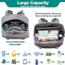 Load image into Gallery viewer, Baby Changing Bag Backpack, BabbleRoo Nappy Changing Back Pack Diaper Bags with Changing Mat & Pacifier Holder for Mom & Dad (Light Grey)