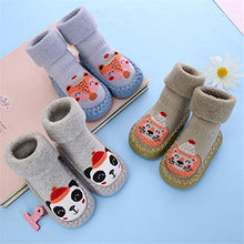 Load image into Gallery viewer, Gavena 2 Pairs of Baby Boy Slipper Socks Indoor Toddler Girls Slippers Combed Cotton Fluffy Newborn Boys Warm Soft Sole Anti-Slip Baby Kids Slip On Socks Shoes, Blue/Grey, 0-6 Months