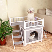 Load image into Gallery viewer, Petsfit Cat House Indoor, Iron Lockable Door Cat Houses for Indoor Cats with Balcony Design,Durable Grey