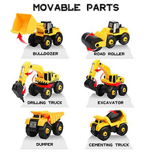 Load image into Gallery viewer, Vanplay 6 in 1 Take-Apart Construction Vehicles include Toy Drill & Box, Digger Excavators Truck Building STEM Learning Gift, Electric Drill Toy Set for Boys Girls 3 4 5 years old